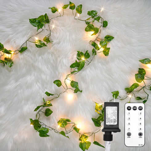 suddus Vine with Fairy Light Plug in, 33ft 100 LED Pothos String