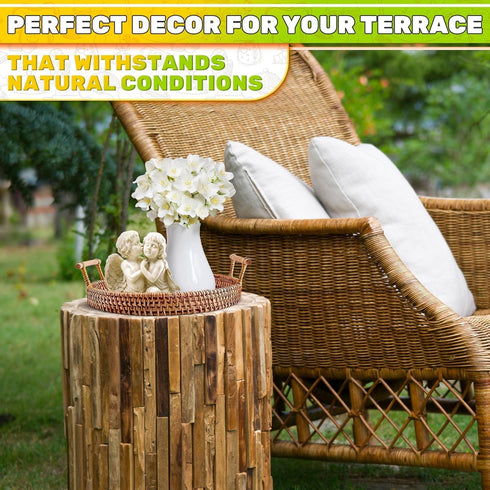 8.7-Inch Rattan Tray Round Woven Serving Basket with Handles Holidays Romantic Decorative Tray for Coffee Table, Bread