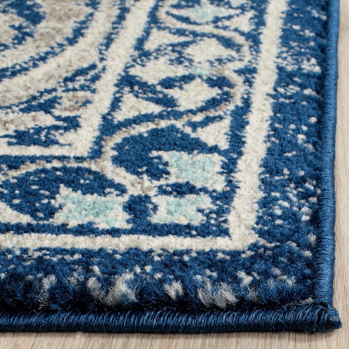 SAFAVIEH Evoke Collection 2'2" x 4' Boho Accent Rug, Blue/Ivory EVK251C - Non-Shedding for Living Room Bedroom