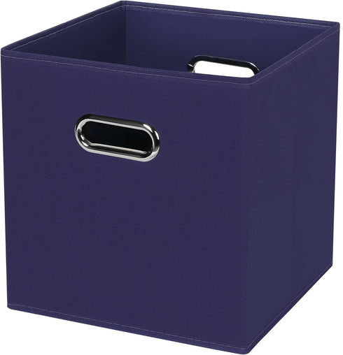 Black Foldable Storage Cubes Bins, Fabric Storage Box Organizer with Dual Handles, Navy Blue