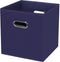 Black Foldable Storage Cubes Bins, Fabric Storage Box Organizer with Dual Handles, Navy Blue
