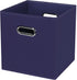 Black Foldable Storage Cubes Bins, Fabric Storage Box Organizer with Dual Handles, Navy Blue