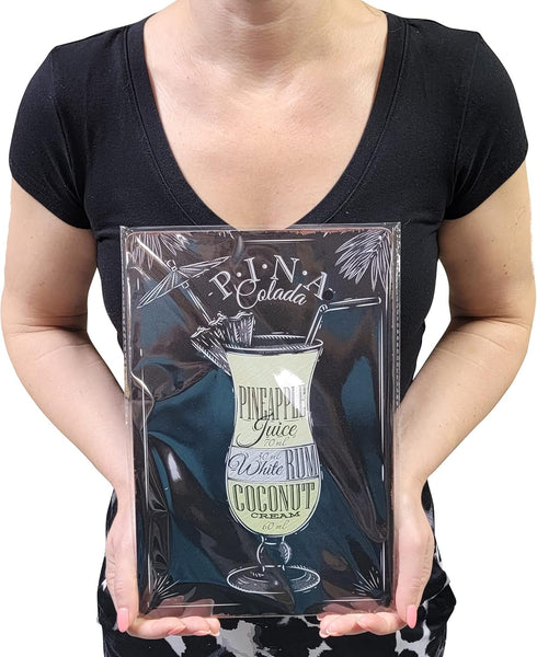 8" x 12" Popular Cocktails and Drink Bar Mix Recipes Menu for Bartenders on Metal Tin Sign
