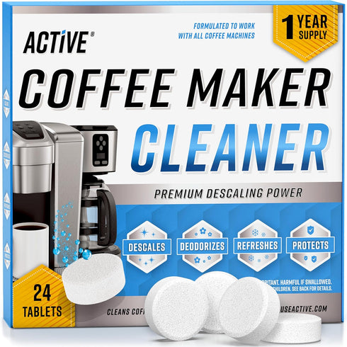 Coffee Machine Cleaner Descaler Tablets - 24 Count, Compatible with Nespresso, Keurig, Ninja, and More