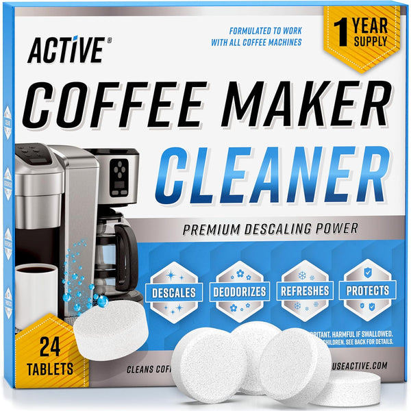 Coffee Machine Cleaner Descaler Tablets - 24 Count, Compatible with Nespresso, Keurig, Ninja, and More