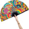 Amajiji Large Folding Hand Rave Fan, Popping Fan for Line Dancing, Party, Decoration, Festival (Dream Flower)