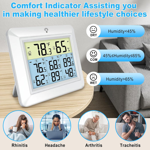 3 Urageuxy Weather Station Wireless Indoor Outdoor Thermometer with Sensors, Remote Temperature Monitor with Humidity