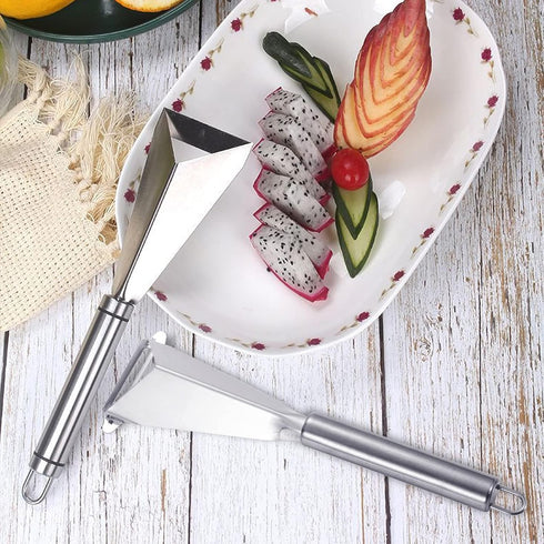 Fruit Carving Knife, 2 Pack Stainless Steel Vegetable Cutter, Triangular Shape DIY Carving Knives for Home Kitchen