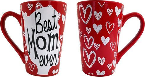 KINREX Best Mom Ever Mug, 12 oz, Red Coffee Cup for Mothers Day, Christmas, Birthday Gifts