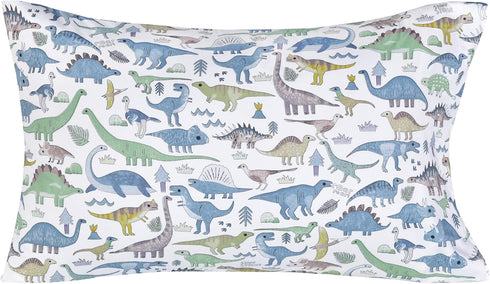 J-pinno 100% 3 Set Set Dinosaur World Blue Green Gray Cute Twin Cotton Pieces Sheet for Kids Boys Girls Children, Flat