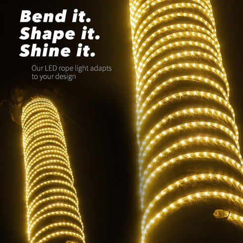 WYZworks 20ft LED Outside Rope Lights - 216 LEDs, Waterproof, ETL Certified Connectable Clear Tube for Warm White