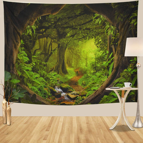 Tushelia Forest Tapestry - Psychedelic Tree Cave Tapestries for Bedroom Decor, Fantasy Nature Landscape