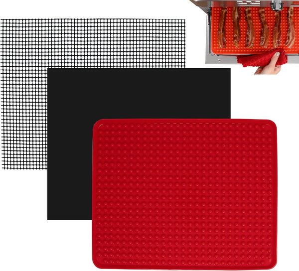 Toaster Oven Air Fryer Reusable Mats Accessories, 9 x 11 Silicone Liner Drip Mat (3pcs) for Cuisinart, Emeril Lagasse,