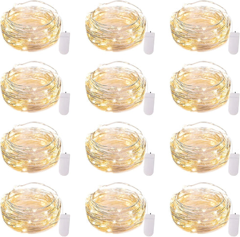Brightown 12 Pack LED Fairy Lights - Battery Operated String Lights, 7ft 20LED Waterproof Silver Wire