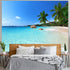 Racunbula Ocean Beach Tapestry Wall Hanging, Tropic Paradise Beach Tapestry, Palm Tree Wall Art
