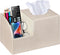PU Leather Square Tissue Box Cover, Multi-Functional Holder for Tissue and Remote Control Storage
