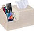 PU Leather Square Tissue Box Cover, Multi-Functional Holder for Tissue and Remote Control Storage