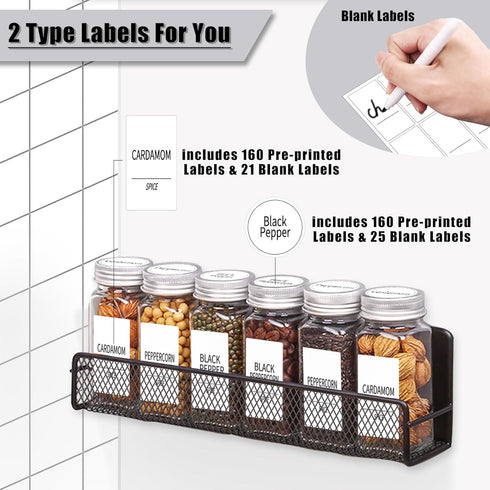 24 4 OZ 4 Churboro Magnetic Spice Rack for Refrigerator with Spice Jars- Includes Pcs Seasoning Containers with Labels
