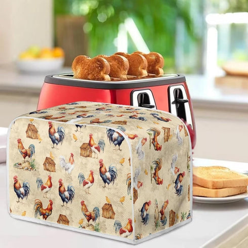 Vintage Rooster Toaster Protection Cover for Standard 2 Slice Toaster, Kitchen Bakeware Bread Maker Covers