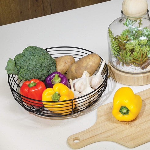 CAXXA Countertop Fruit Bowl, Wire Basket for Fruits, Breads, Vegetables, Snacks, BLACK