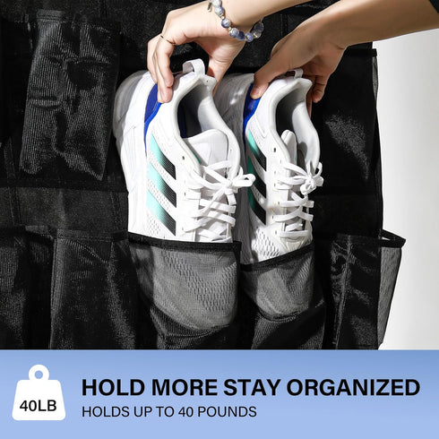 Teikou 35Large 4 Pockets Over The Door Shoe Organizer, Mesh Pockets Shoe Holder Rack, Capacity hanging shoe
