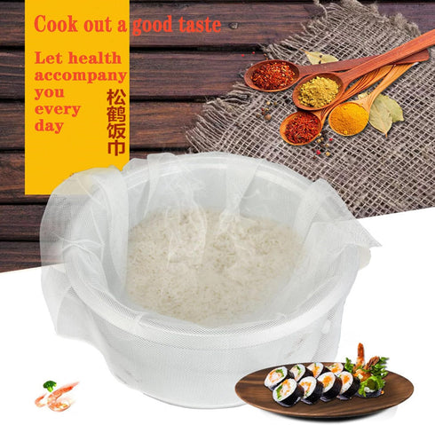 43" x 43" Sushi Rice Cooking Net - Non-Stick Reusable Rice Cooker Napkin, Cooking Steam Cloth, Bamboo Steamer Mat