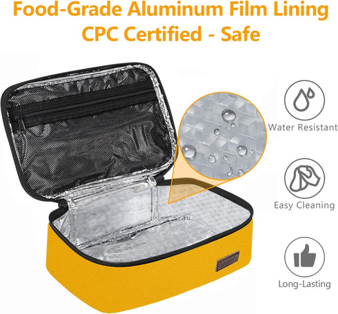 Gloppie Mini Lunch Box, Kids Lunch Bag, CPC Certified Insulated Reusable Sandwich Containers, Yellow