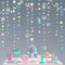 40 Ft Iridescent Mermaid Garland with Jellyfish, Seashell, Starfish, Pearl Holographic Paper Streamer for Under The Sea