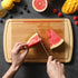 Large Wooden Cutting Board for Kitchen Meal Prep & Serving, Bamboo with Juice Groove, 16" x 10"