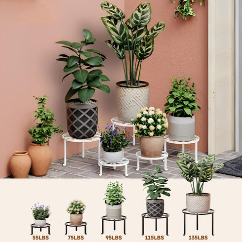 NQW 5 Pack Heavy Duty Rustproof Iron Flower Pot Stand Holder Indoor Outdoor Pot Stand Rack Decorative Round Flower