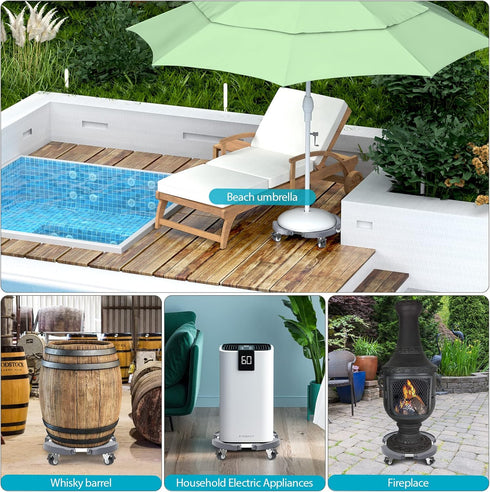 15-22 Inch 440 LBS, 1 Pack VANCASTLE Plant Caddy Plant Stand with Wheels, Heavy Duty Plant Roller Base AdjustablePalnt