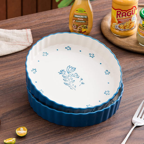 Wisenvoy 9 inch Pie Pan - Ceramic Tart Dish for Quiche, Deep Dish Pie Plate