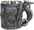 Ebros Gift Steampunk Nightcrawler Silver Firewheel Cyborg Dragon Beer Stein Tankard Coffee Mug