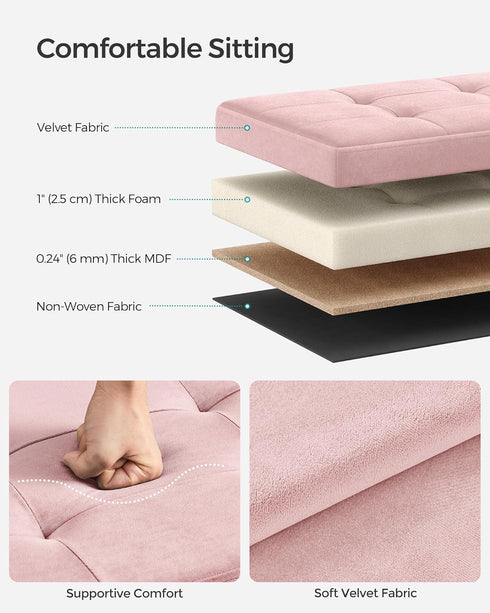 12.2 16.1 Inches 286 lb, ULSF200R01 SONGMICS Storage Ottoman, Foldable Small Ottoman Foot Rest, x Foot Stool, Load up