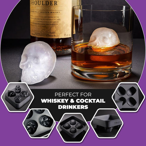 ShapedIceMolds 3D Large Skull Ice Cube Mold Tray with Lid for Whiskey Drinkers, Home Bar Enthusiasts