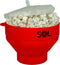SOL Heat-Resistant Cooking Utensil Set, Microwave Silicone Popcorn Maker with Lid, BPA Free, Collapsible Bowl (Red)