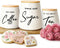 Coffee Tea and Sugar Ceramic Canister Set with Bamboo Lids - 3-Piece