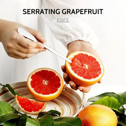 Hiware 4-piece Grapefruit Spoons and Knife, 18/8 Stainless Steel