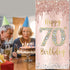 70th Birthday Door Banner Decorations - Pink Rose Gold Happy 70th Birthday Poster Sign for Party Supplies