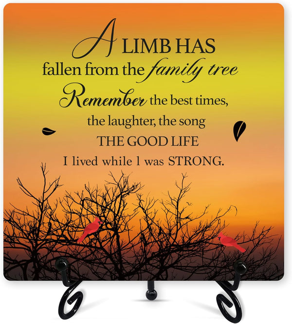 Sympathy Desk Decor, A Limb Has Fallen From Family Tree Sign With Iron Stand, Remembrance Gifts -16