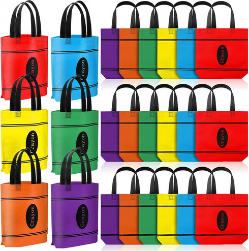 Hosuly 24 Pcs Back to School Crayon Tote Bags End of Year