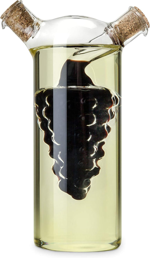 Twine 2-In-1 Oil and Vinegar Cruet Bottle with Cork Stoppers, Olive Oil