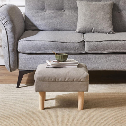 15.75" UHBD023G YMYNY Small Foot Stool Ottoman, Footrest with Sponge Soft Padded Seat, Cotton-Linen Blend Fabric