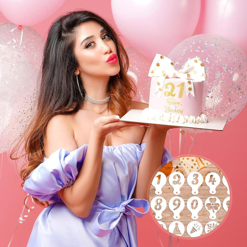 36pcs Cookie Stencils, Reusable Decorating Templates for Happy Birthday Cake and Cookie Baking Art Craft.