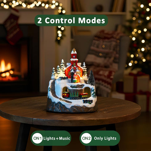 Animated Musical Christmas Village Choir Figurines Christmas Collectibles Statues Church Building & Carolers