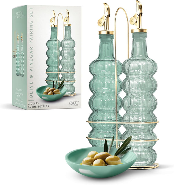 COOK WITH COLOR Glass Olive Oil Bottle Dispenser - 2 Pack- 17oz