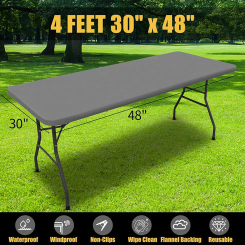 Smiry Rectangle Picnic Table Cloth: Waterproof Elastic Fitted Tablecloths for 4 Foot Tables, Washable Polyester Cover