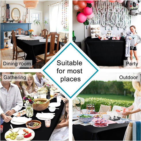 Hiasan Black Rectangle Tablecloth, 54 x 80 Inch, Waterproof & Wrinkle Resistant for Dining, Party, Outdoor Use