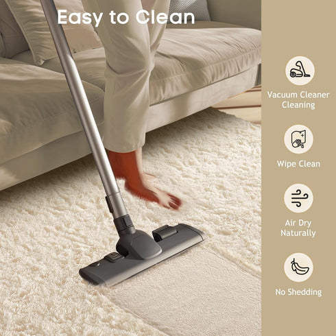4x6 Ophanie Area Rugs for Bedroom, Christmas Upgrade Non-Slip Ivory Fluffy Soft Shag Living Room Carpet, Indoor Floor