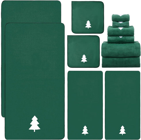 Peryiter 6 Pcs Christmas Bath Towels Set Xmas Tree Embroidered Cotton Bathroom